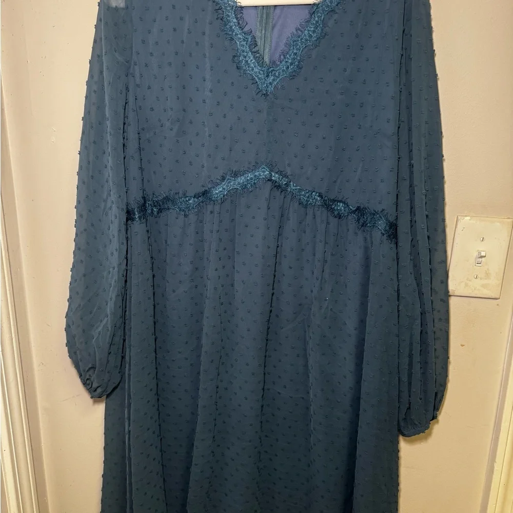 Elegant Blue Chiffon Dress - Picture 6 of 6